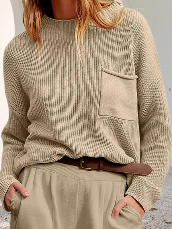 Gemütlicher entspannter Strickpullover mit Taschen