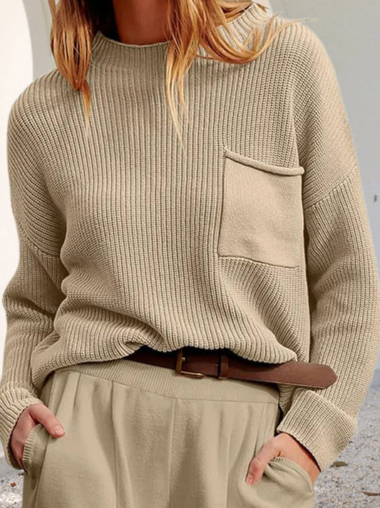 Gemütlicher entspannter Strickpullover mit Taschen