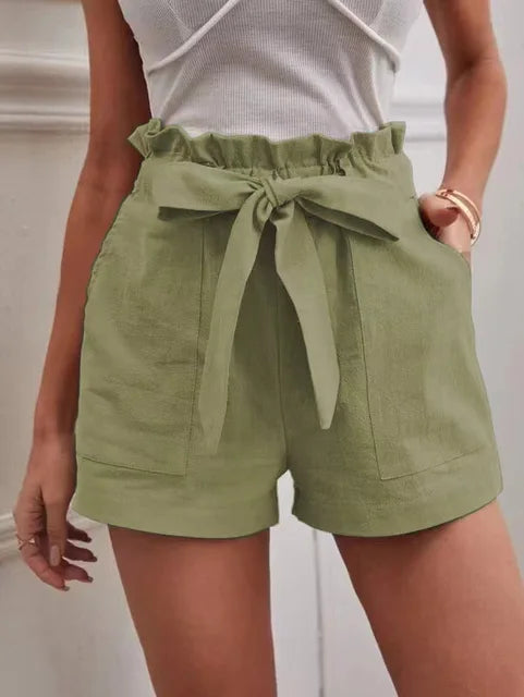 Hochtaillierte Shorts mit Bindegürtel für Damen