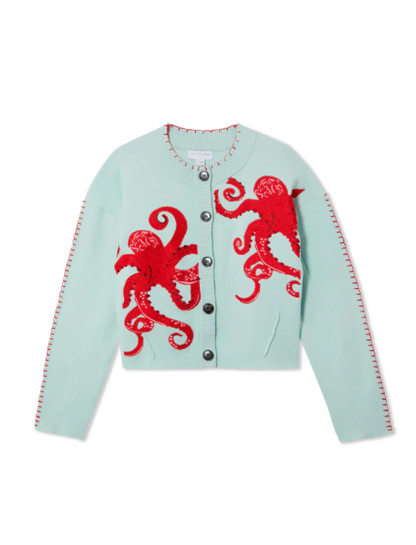 Gemütliche Küsten-Strickjacke mit nautischem Oktopus-Design