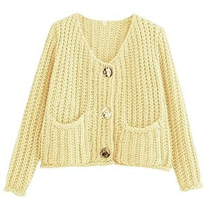 Cozy Chic Damen-Strickjacke mit Knöpfen und Taschen