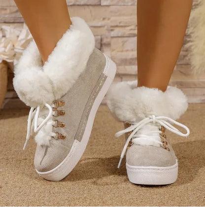 Gemütliche Woll-Schnürstiefel für Damen für den Winter