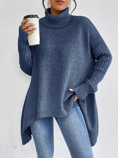 Gemütlicher langer Rollkragenpullover für täglichen Komfort
