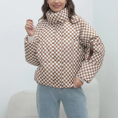 Damen Steppjacke Winddicht mit hohem Kragen