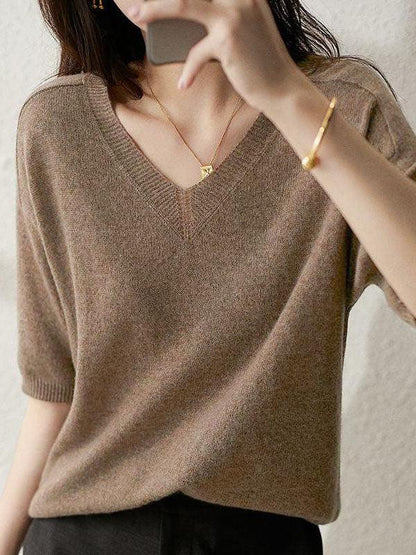 Luxuriöser weicher Kaschmir-V-Ausschnitt-Pullover für Damen
