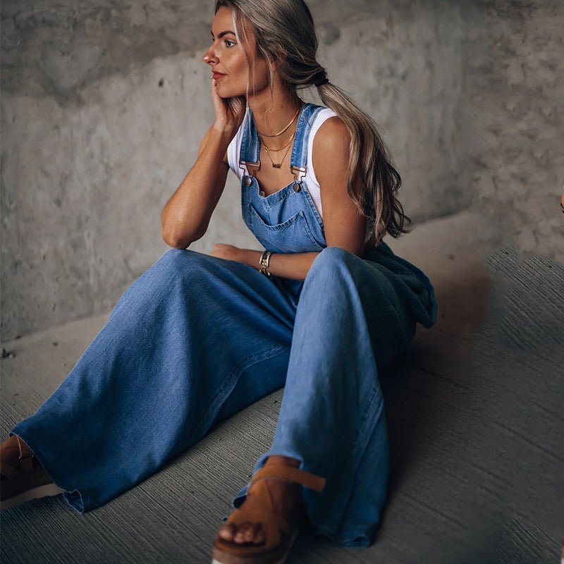 Klassischer Denim-Latzhose Lässiger Overall