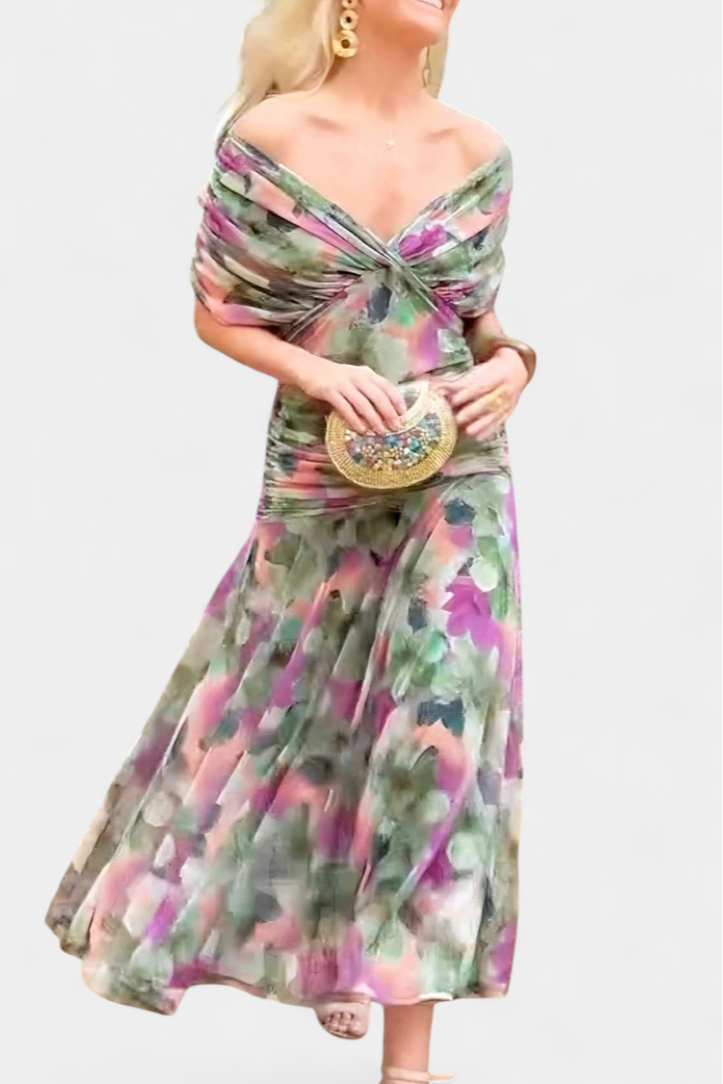 Elegantes Maxikleid für Damen mit floralen Falten