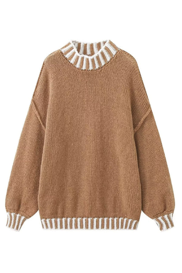 Gemütlicher Rollkragenpullover mit Farbblockdesign
