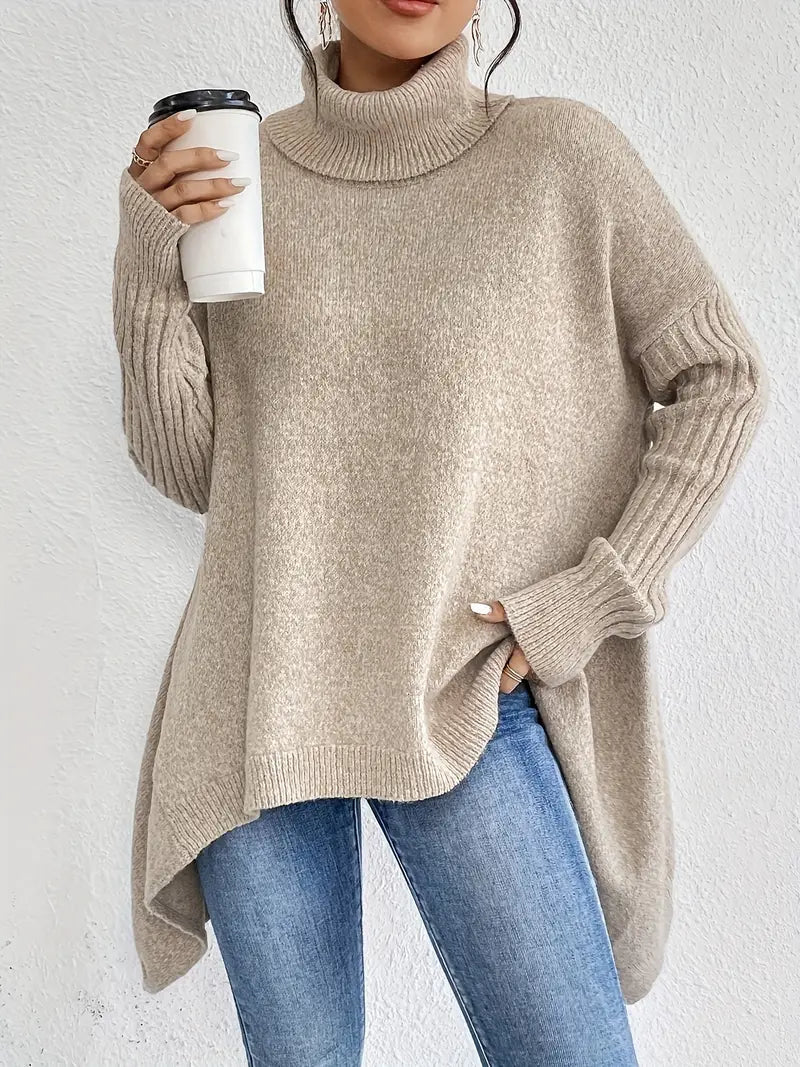 Gemütlicher langer Rollkragenpullover für täglichen Komfort