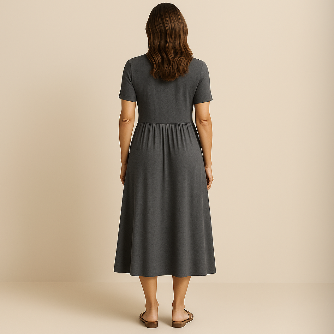 Irene® | Midikleid mit V-Ausschnitt und fließender Silhouette