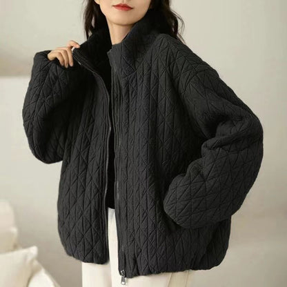 Strukturierte Jacke mit Stehkragen und Seitentaschen
