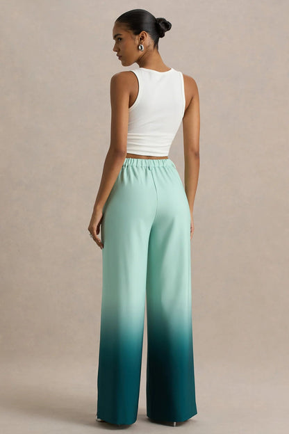 Ombre-Hose mit weitem Bein, elastischem Bund und Taschen