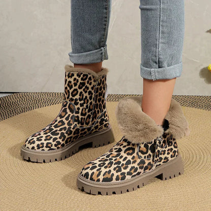 Schicke Leopard-Print Knöchelstiefel für trendige Outfits