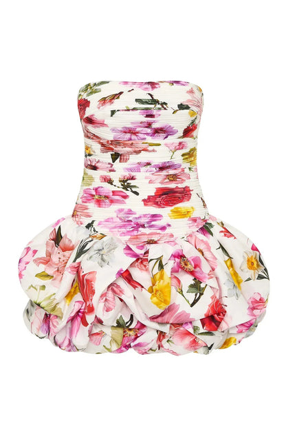 Weißes kurzes Abendkleid für Damen mit Bubble-Saum