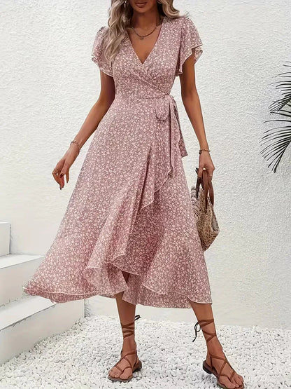 Florales Wickelkleid für Damen