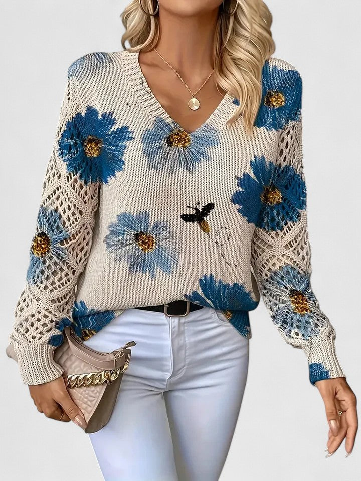 Eleganter Pullover mit floralem Muster