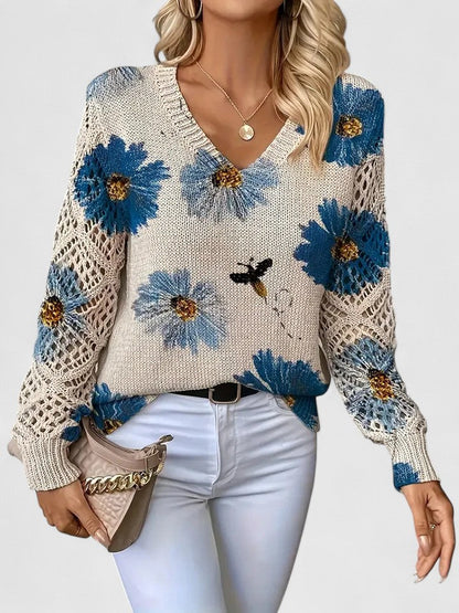 Eleganter Pullover mit floralem Muster