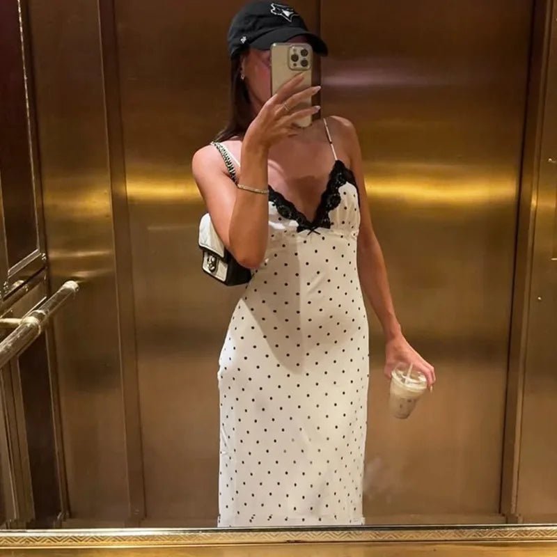 Ärmelloses Maxikleid mit Polka-Dots