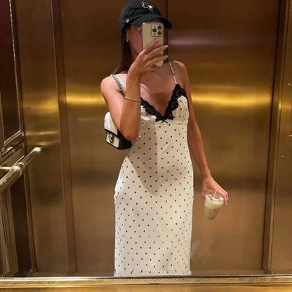 Ärmelloses Maxikleid mit Polka-Dots