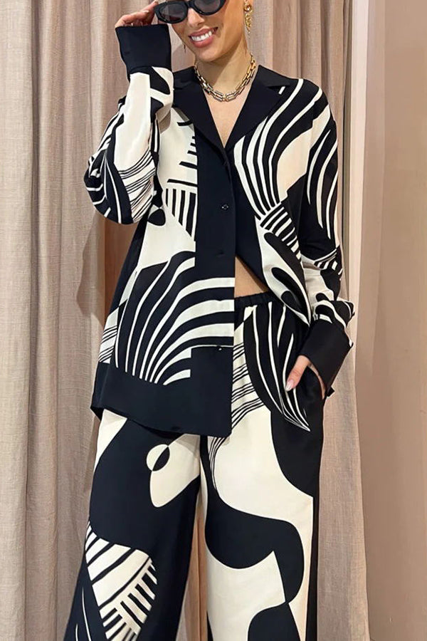 Weekend Escape bedruckte Drapé-Bluse mit kontrastierenden Besätzen