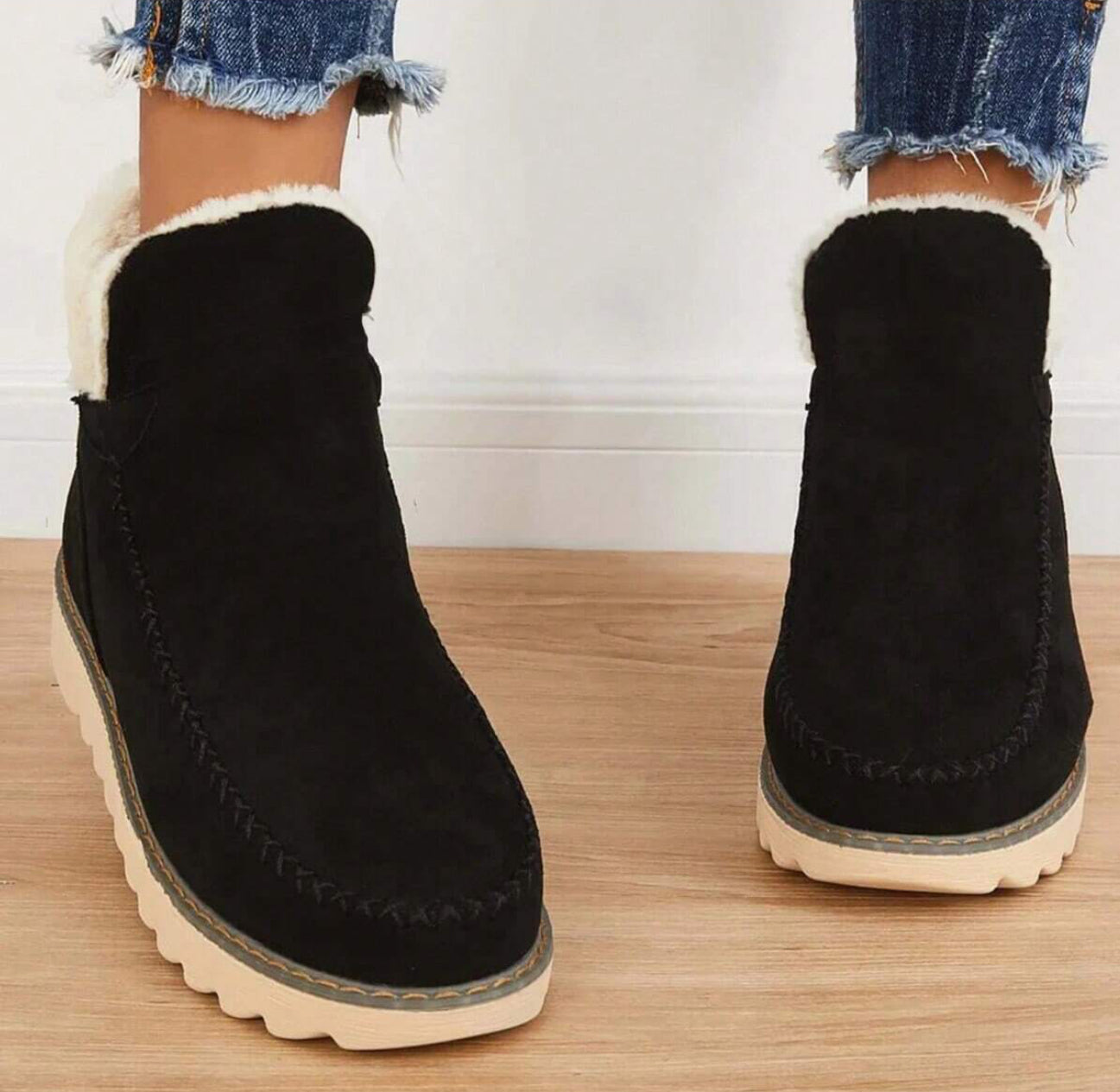 Gemütliche gestrickte Winter-Stiefeletten