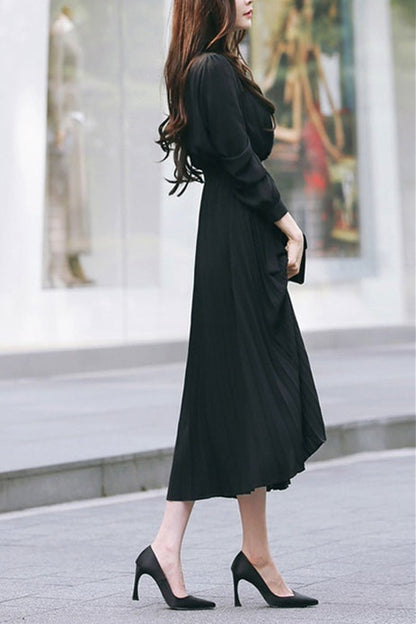 Faltenkleid aus Chiffon mit Puffärmeln