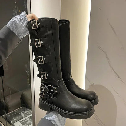 Moderne Low Heel Punk Gothic Rock Stiefel