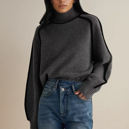 Gemütlicher gestrickter Rollkragenpullover mit langen Ärmeln