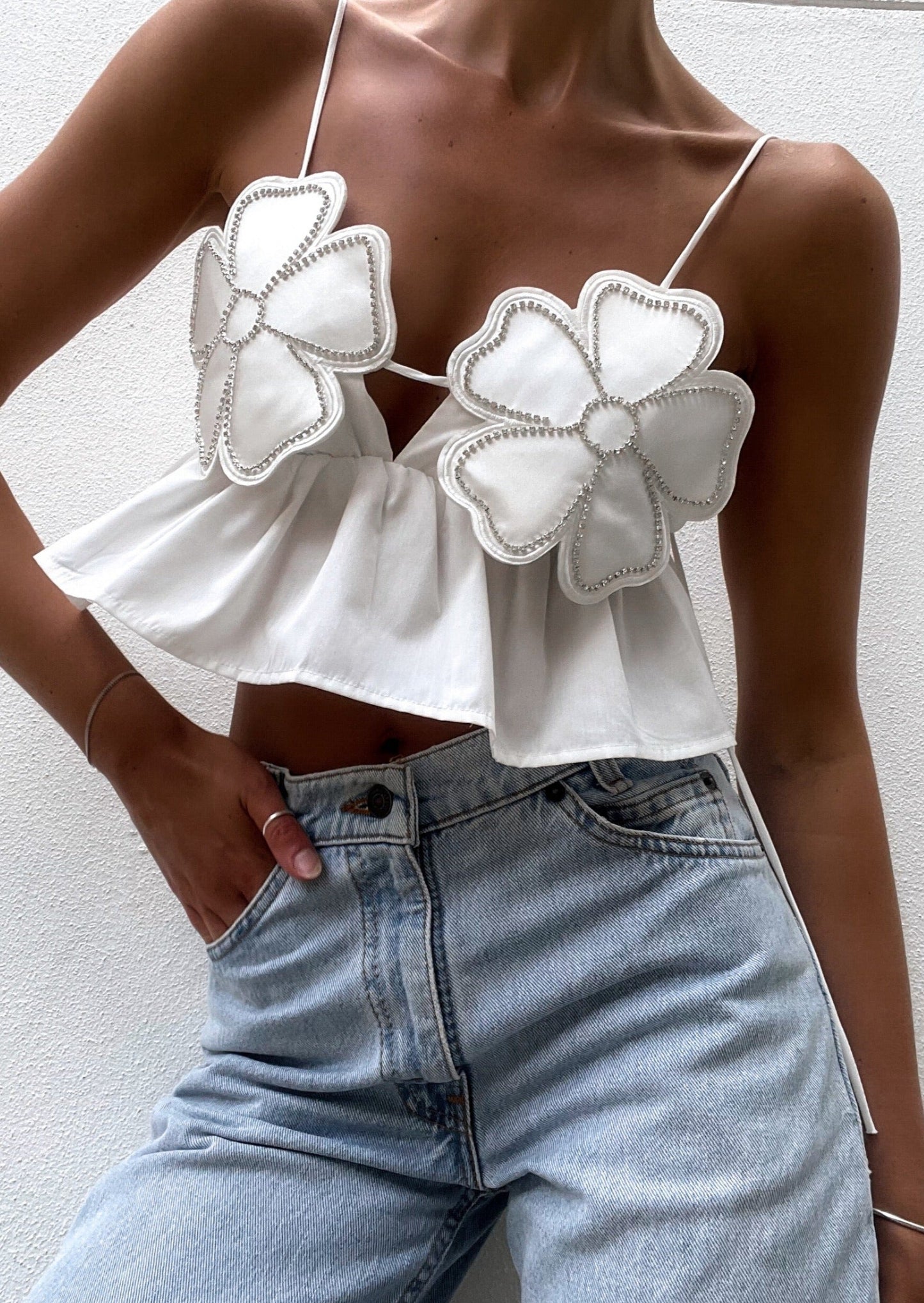 Damen Weiße Fließende Arabella Bluse