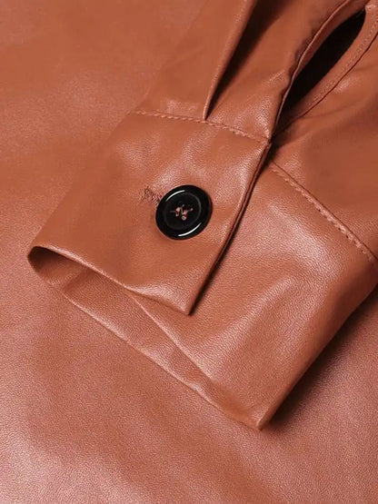 Vintage Leder-Bomberjacke mit Reverskragen und Knopfverschluss