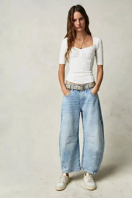 Weite Freizeithose aus Jeansstoff für Damen für den Winter