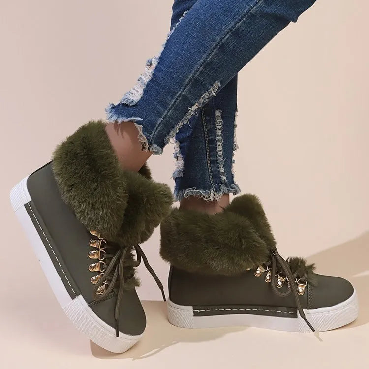 Gemütliche Woll-Schnürstiefel für Damen für den Winter