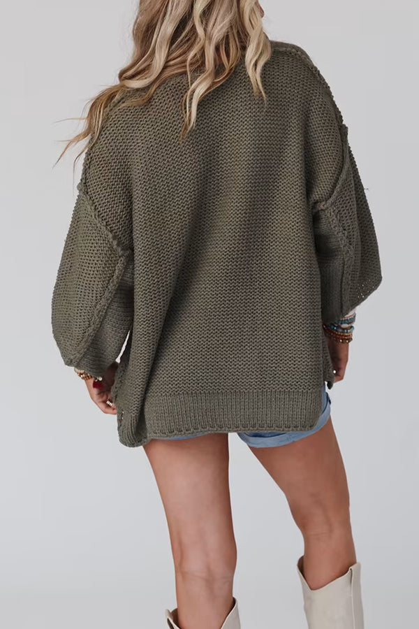 Gemütlicher Grobstrick Pullover mit Rundhalsausschnitt