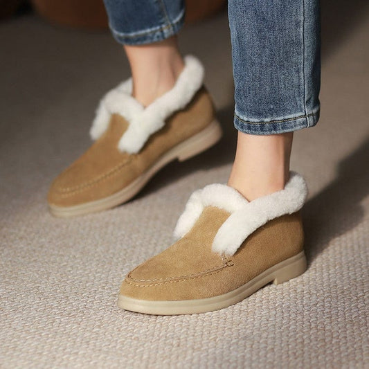 Bequeme Wildleder-Stiefeletten mit Fellfutter zum Hineinschlüpfen
