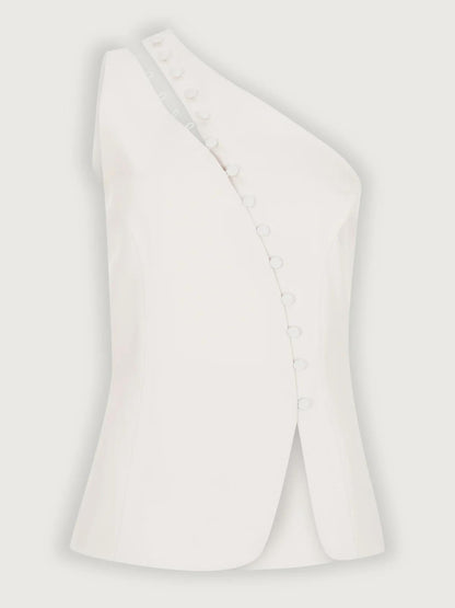 Schickes One-Shoulder-Top mit Knopfakzent