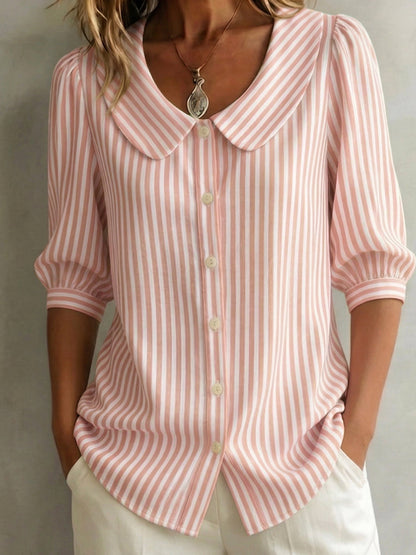 Vintage-Baumwollbluse mit Claudine-Kragen für Damen