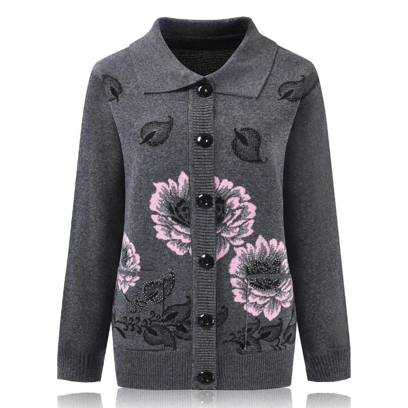 Ava® | Strickjacke mit Blumenstickerei