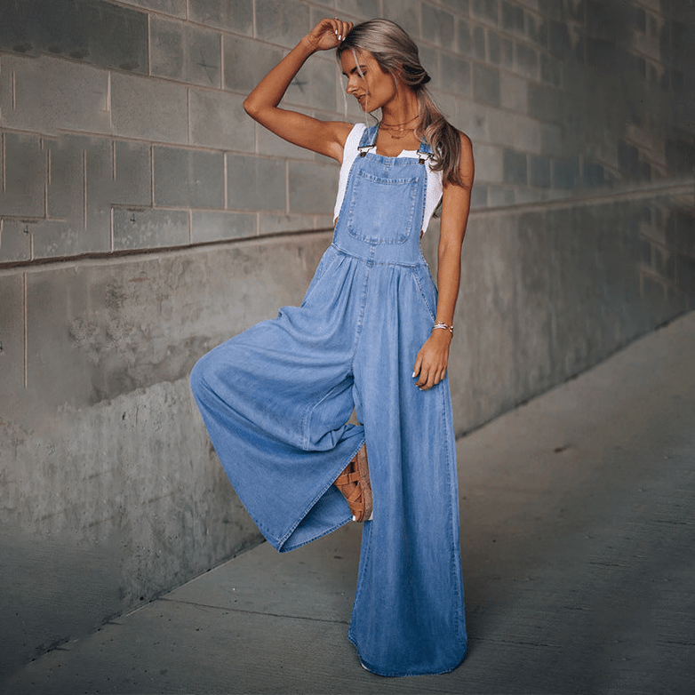 Klassischer Denim-Latzhose Lässiger Overall