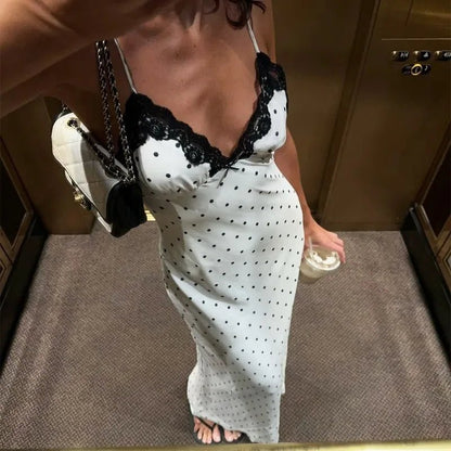 Ärmelloses Maxikleid mit Polka-Dots