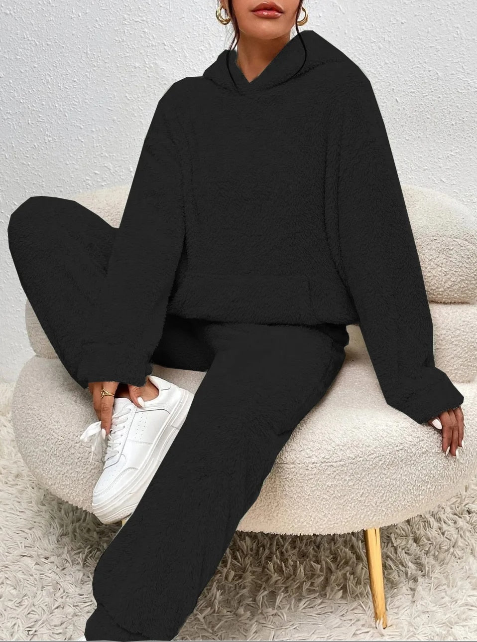 Gemütliches Teddy-Zweiteiler-Loungewear-Set für Damen