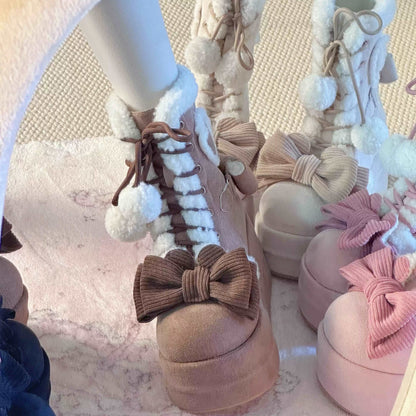 Gemütliche Winterstiefel in Pink und Creme
