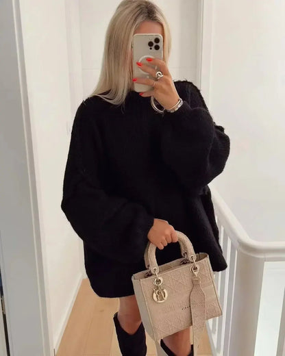 Gemütlicher Strickpullover mit Rollkragen und stilvollen Puffärmeln