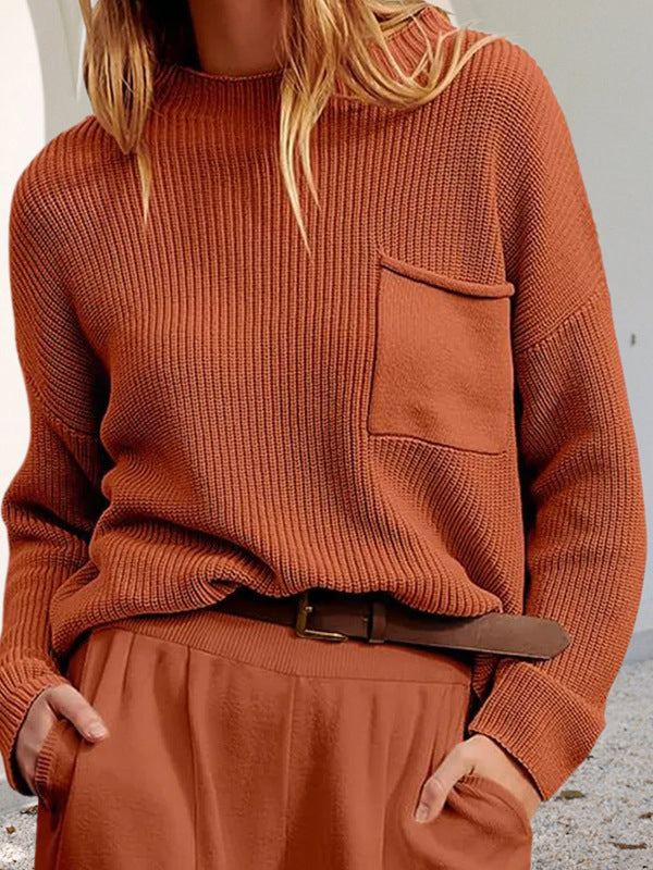 Gemütlicher entspannter Strickpullover mit Taschen