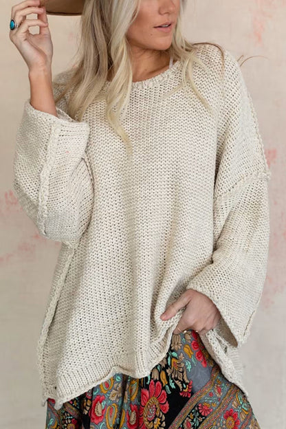 Gemütlicher Grobstrick Pullover mit Rundhalsausschnitt