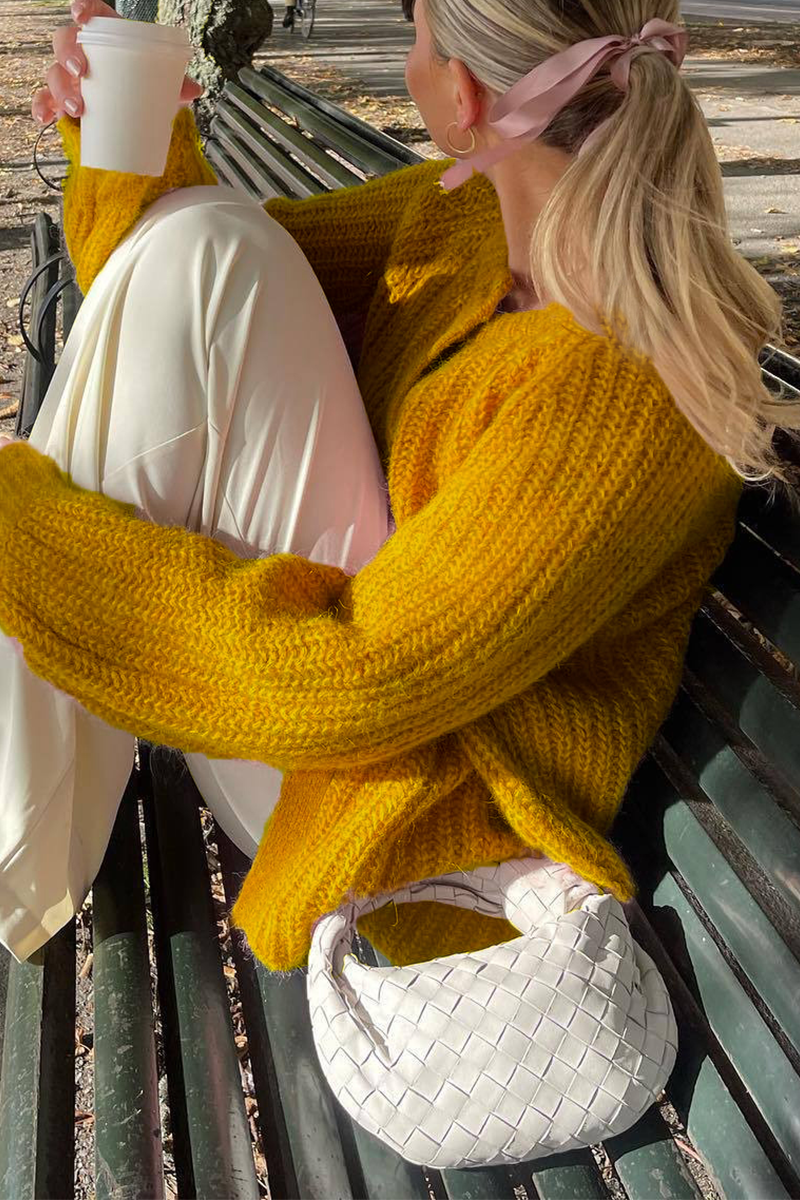 Legerer Knopf-Strickpullover mit O-Ausschnitt Outerwear