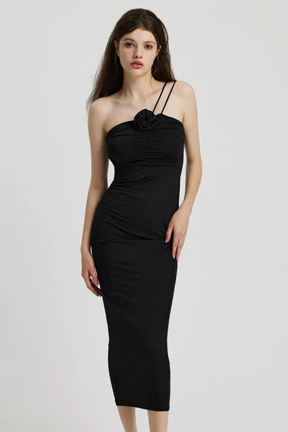 Damen Schwarzes Ärmelloses Maxikleid