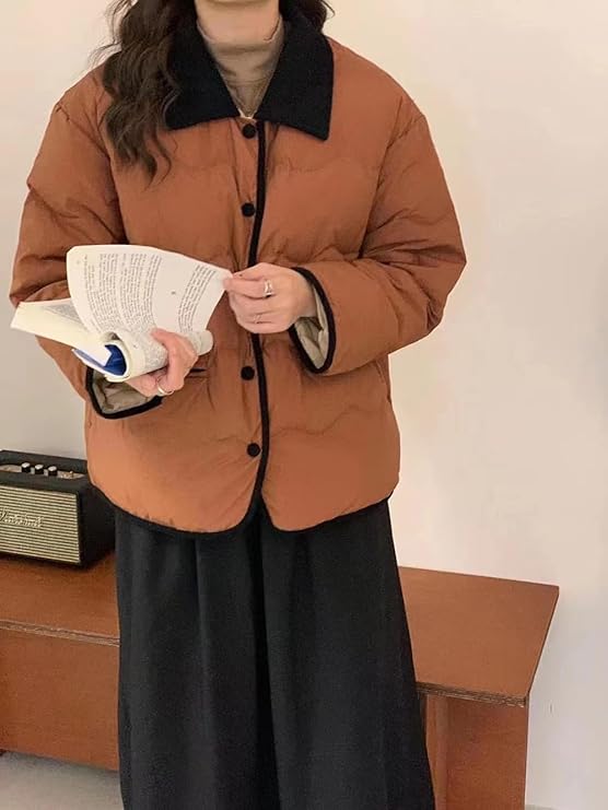 Stehkragen Steppjacke mit Knöpfen