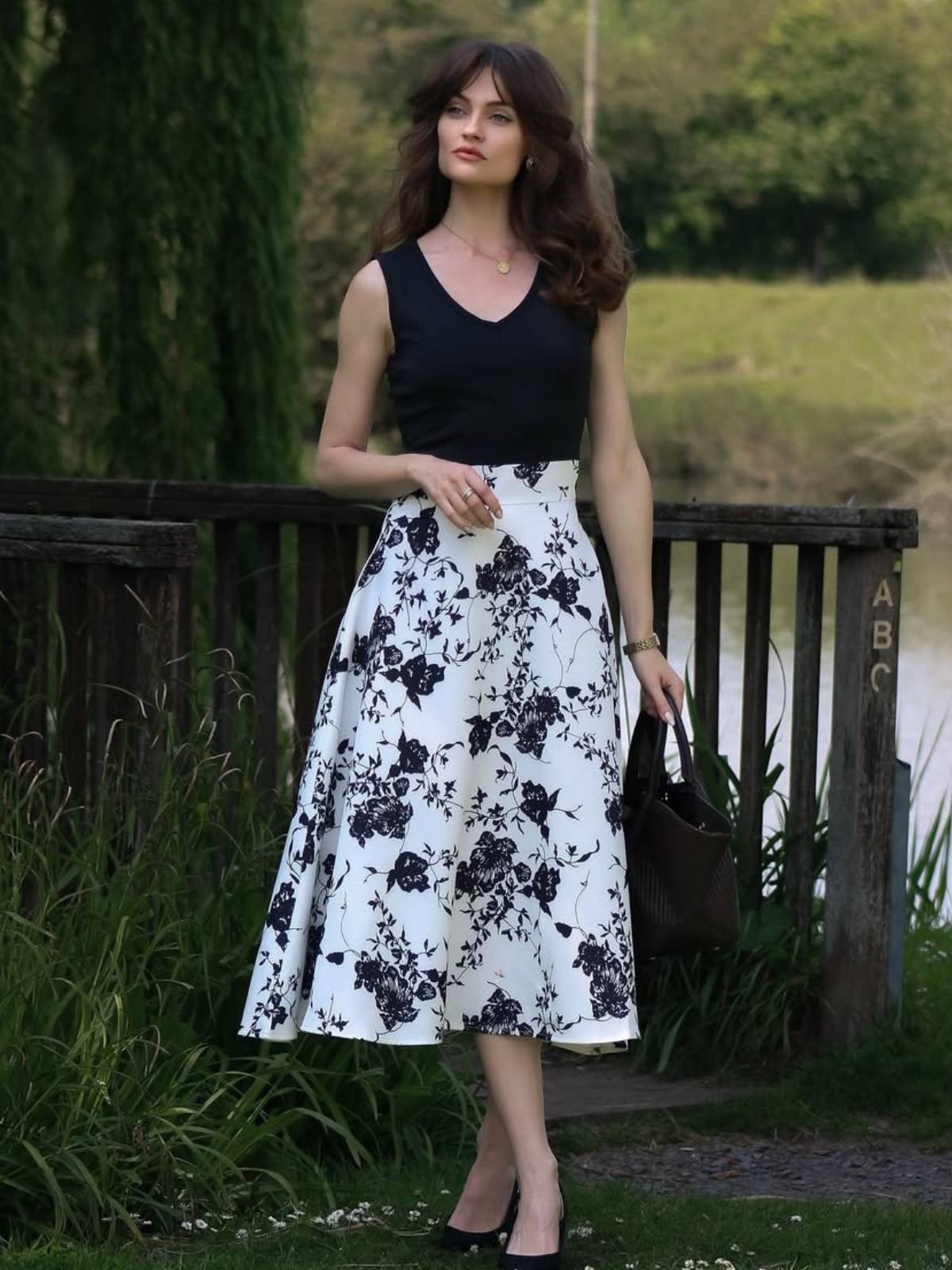 Vintage 1950er Floral A-Linien Cocktail Pin-Up Kleid