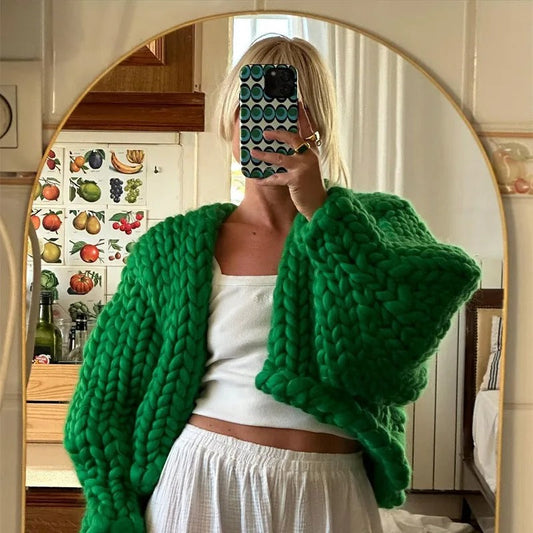 Gemütlicher Strick-Cardigan in Uni-Farbe, Freizeitstil