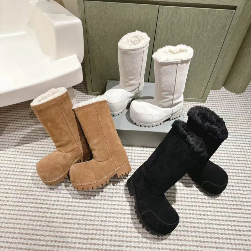 Klobige Plateauboots mit Knöchel hoch